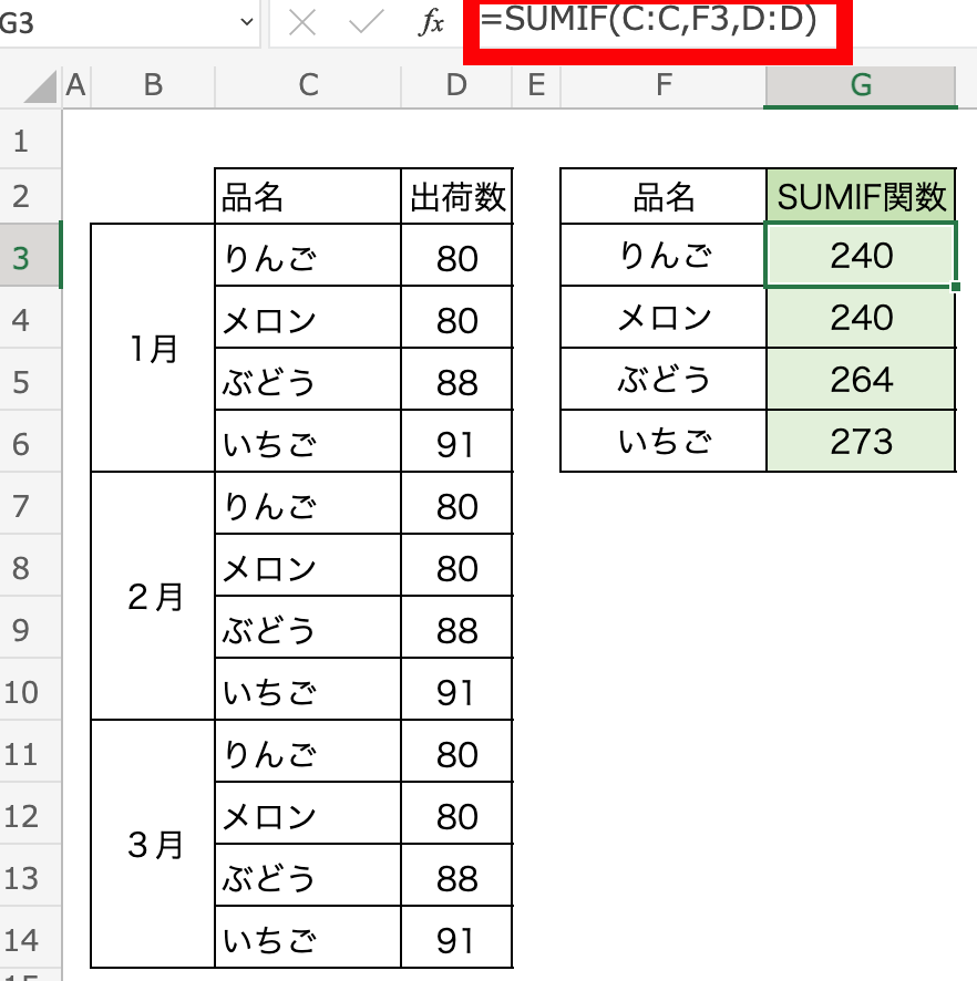 sumif関数