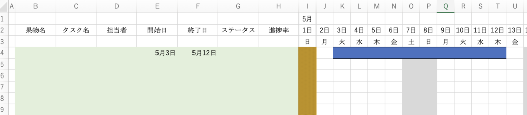 ガントチャート日付４