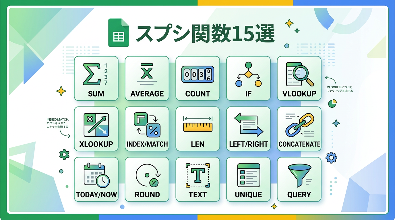 スプレッドシート関数おすすめ15選｜Excel比較付き完全ガイド