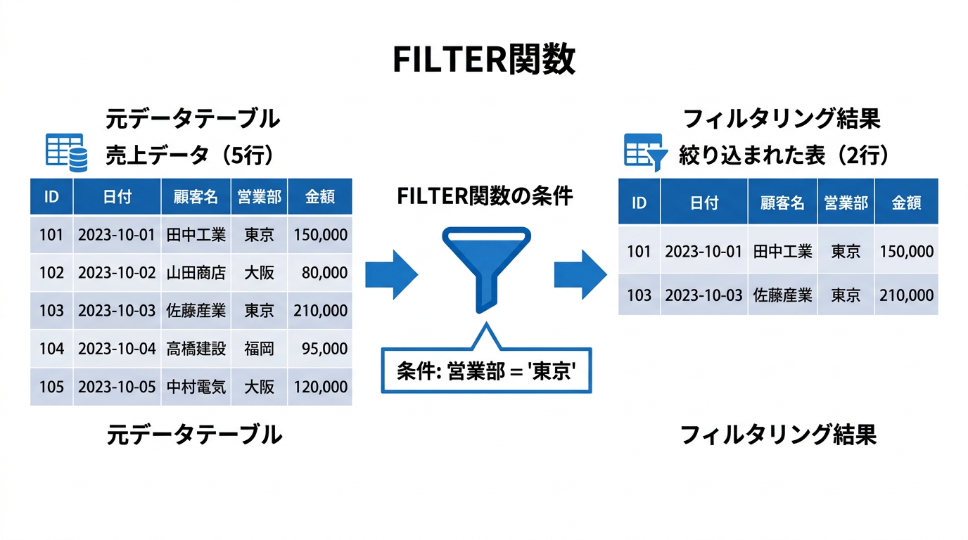 ExcelのFILTER関数｜複数条件・使い方・VBA自動化まで解説